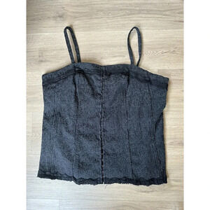Tripp Nyc Vtg‎ Corset Top Womens 4X Black Floral Lace Goth Rockabilly Punk Y2K